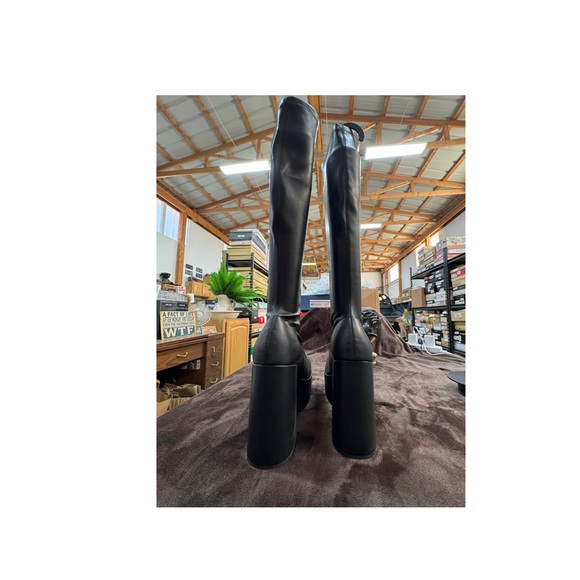Aminugal Black Platform Knee-High Boots size 10 - Picture 5 of 9